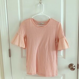 Loft Baby pink shirt w/ ruffle short sleeves